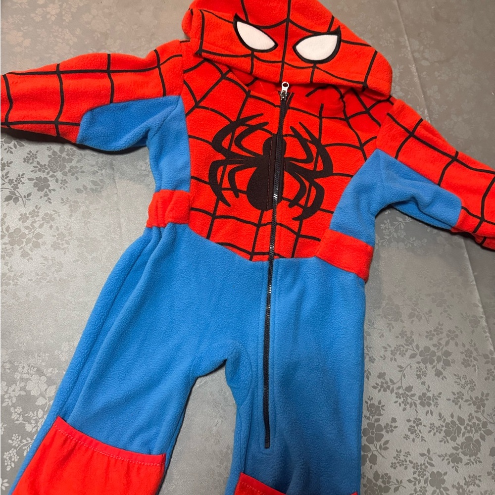 Marvel Red and Blue Kids Hooded Fleece Jumpsuit